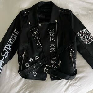 Faux leather motorcycle jacket